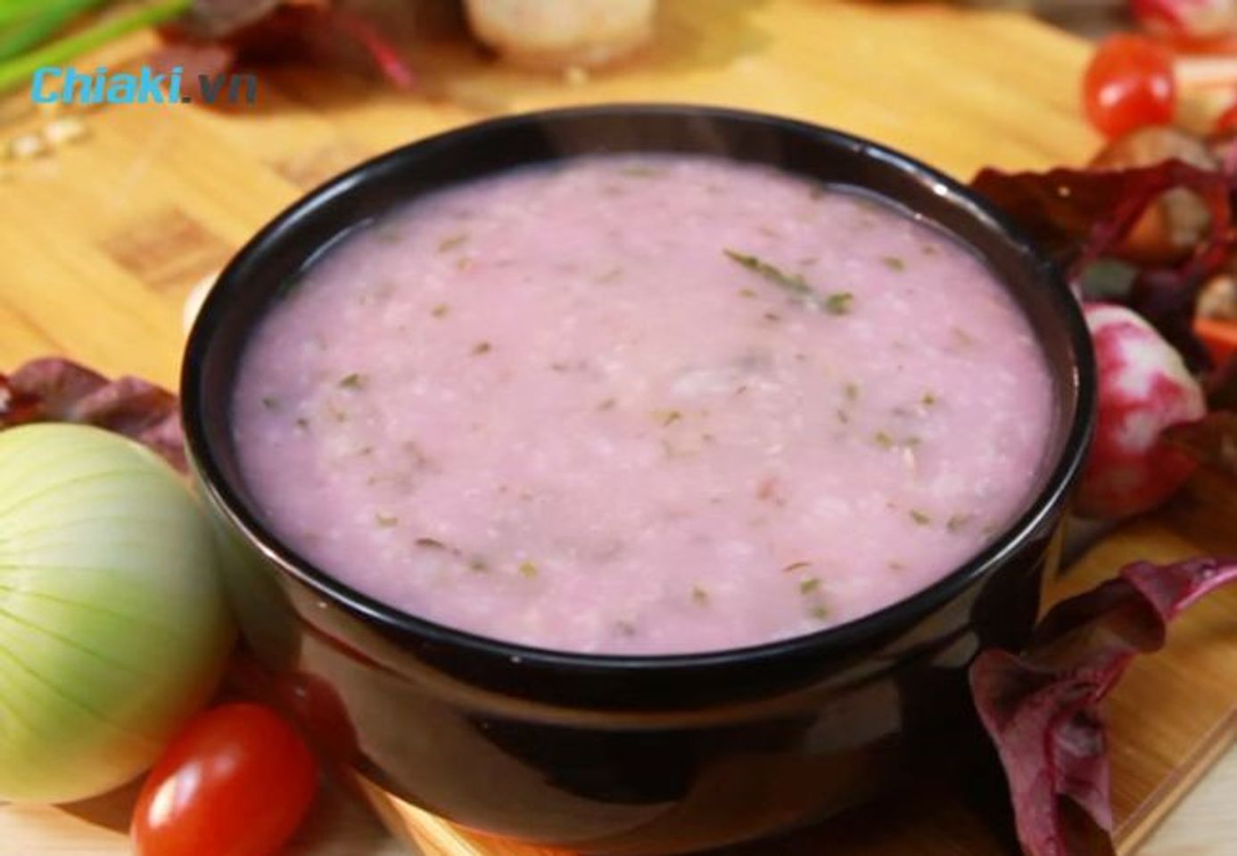Ch&aacute;o t&ocirc;m cho b&eacute; với rau dền