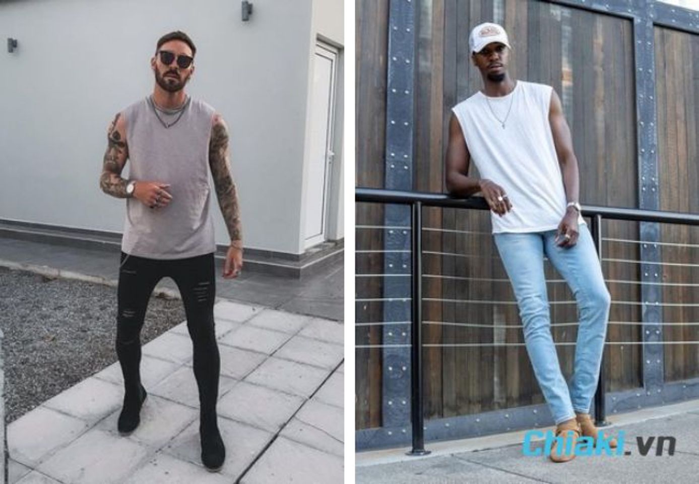 Chelsea boot nam phối đồ với &aacute;o tank top