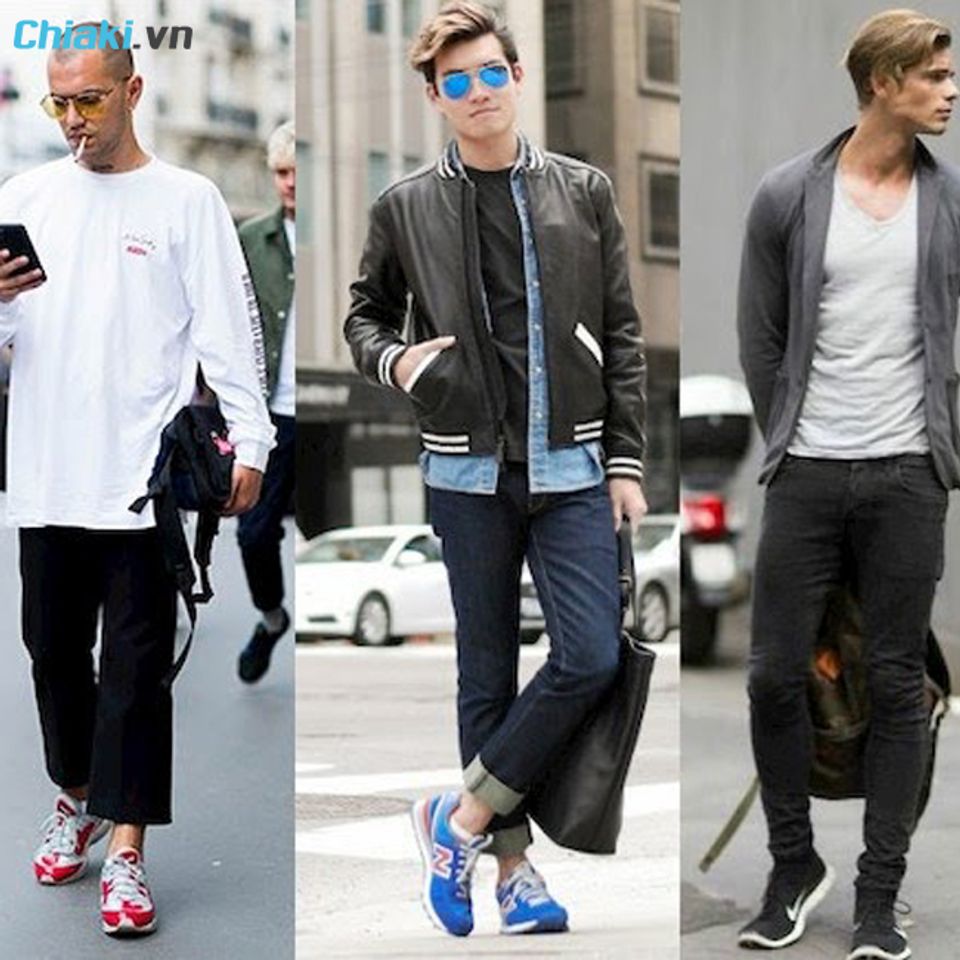 phối đồ với gi&agrave;y sneaker nam dựa v&agrave;o phong c&aacute;ch ăn mặc