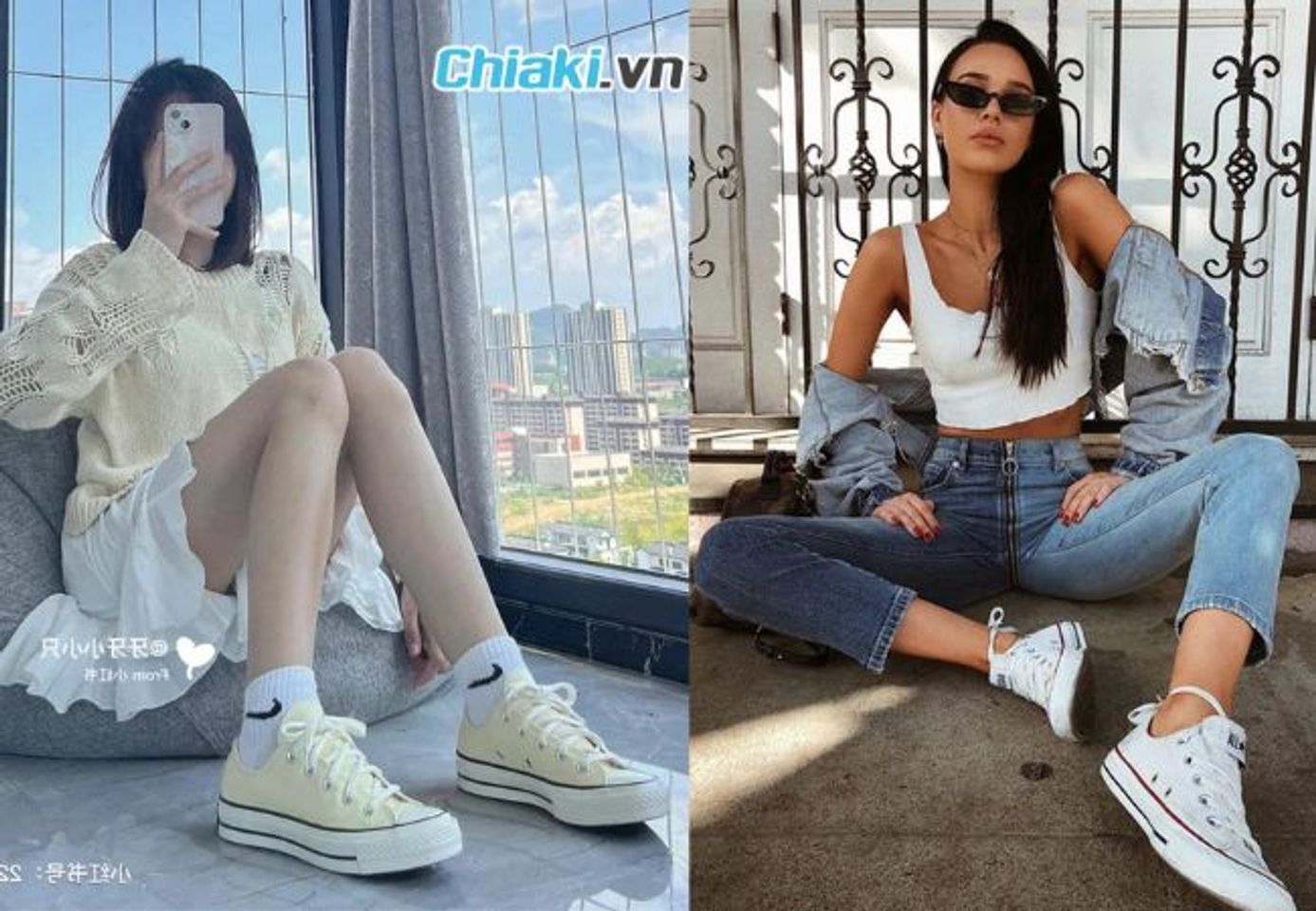 Converse trắng cổ thấp dễ phối đồ