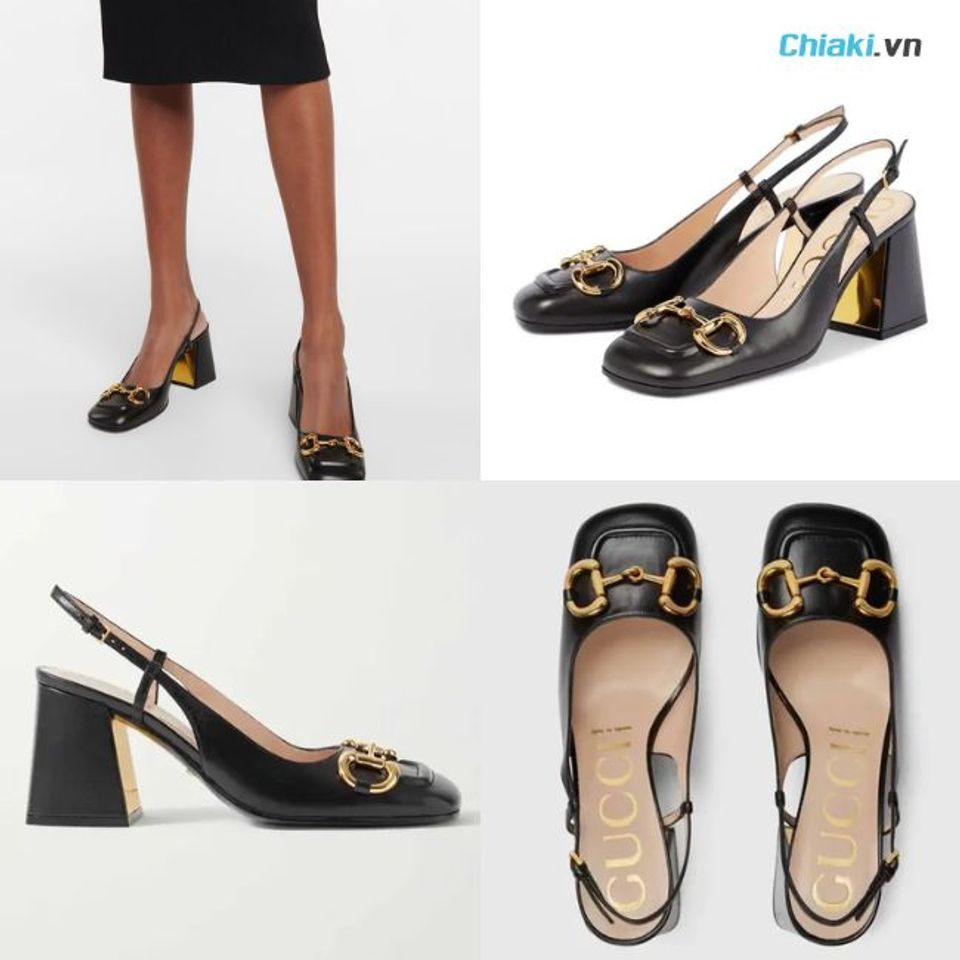 Gi&agrave;y cao g&oacute;t Gucci Women's Mid-Heel Slingback With Horsebit&nbsp;sang trọng, đẳng cấp