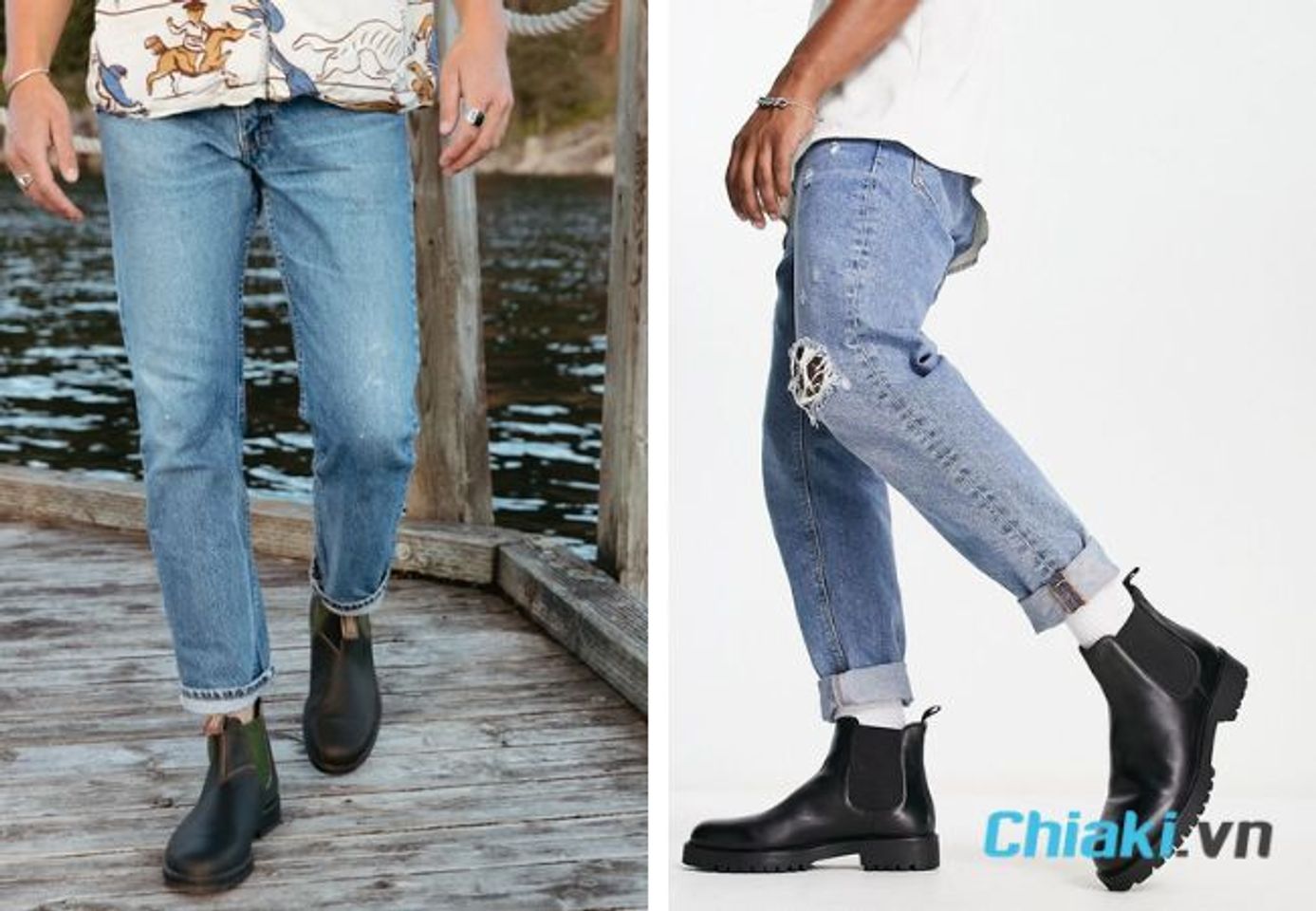 Gi&agrave;y Chelsea boot nam phối đồ c&ugrave;ng quần baggy