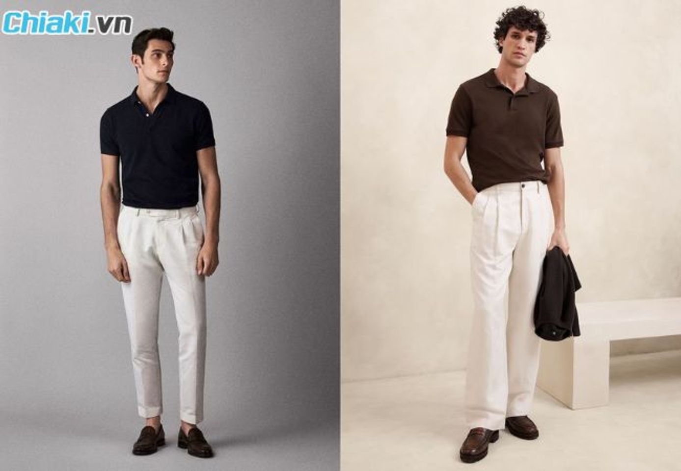 Gi&agrave;y loafer nam phối với &aacute;o polo