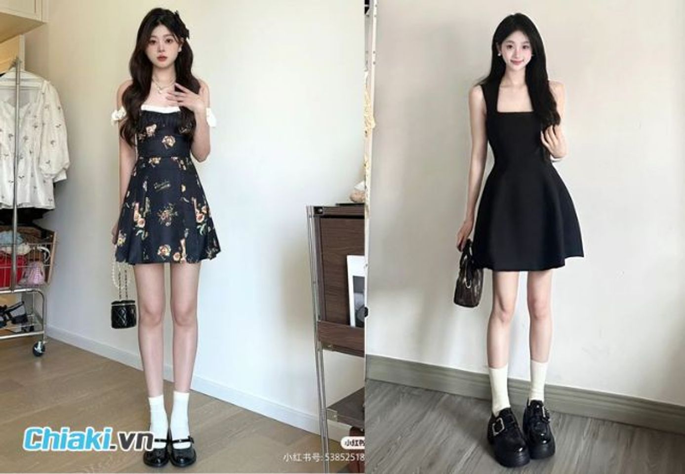 Phối đồ với gi&agrave;y lười đen nữ kết hợp v&aacute;y đầm thanh lịch v&agrave; nữ t&iacute;nh.