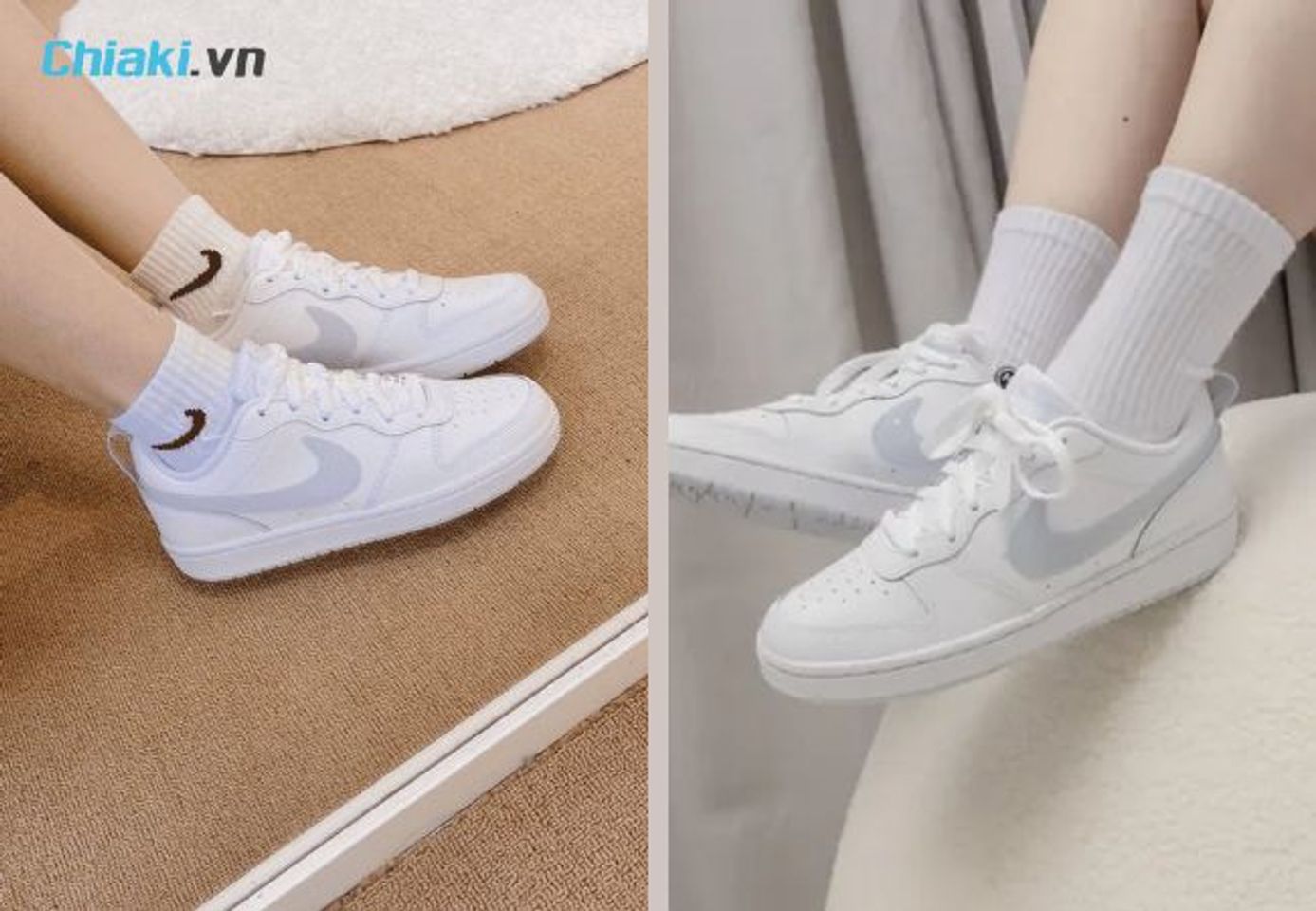Gi&agrave;y sneaker nữ trắng Nike Court Borough Low 2 Blue Sky