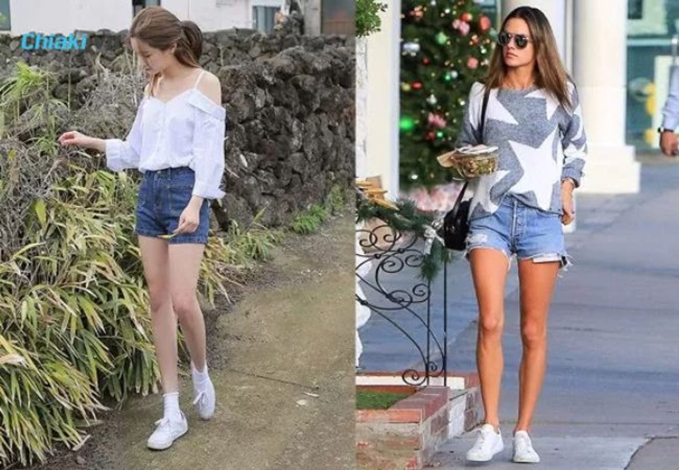 Gi&agrave;y trắng phối đồ nữ c&ugrave;ng &aacute;o thun v&agrave; quần short jeans