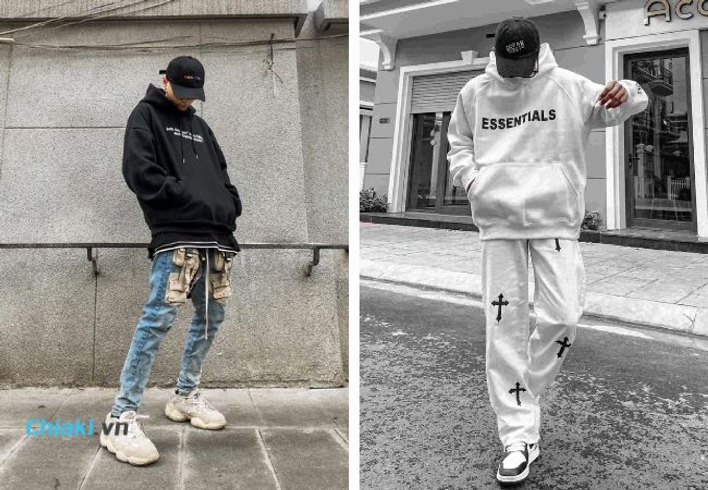 Kết hợp &aacute;o hoodie v&agrave; gi&agrave;y trắng nam