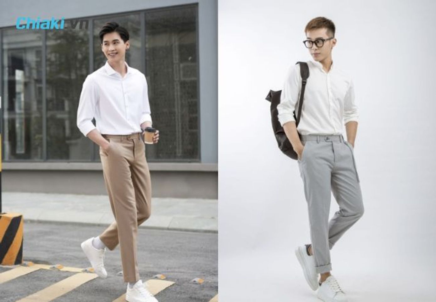 Kết hợp quần t&acirc;y với gi&agrave;y trắng nam