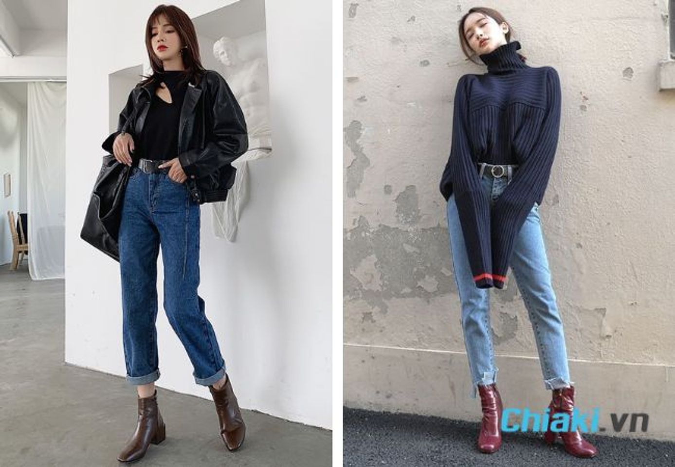Mặc quần baggy jean đi gi&agrave;y Ankle Boots&nbsp;