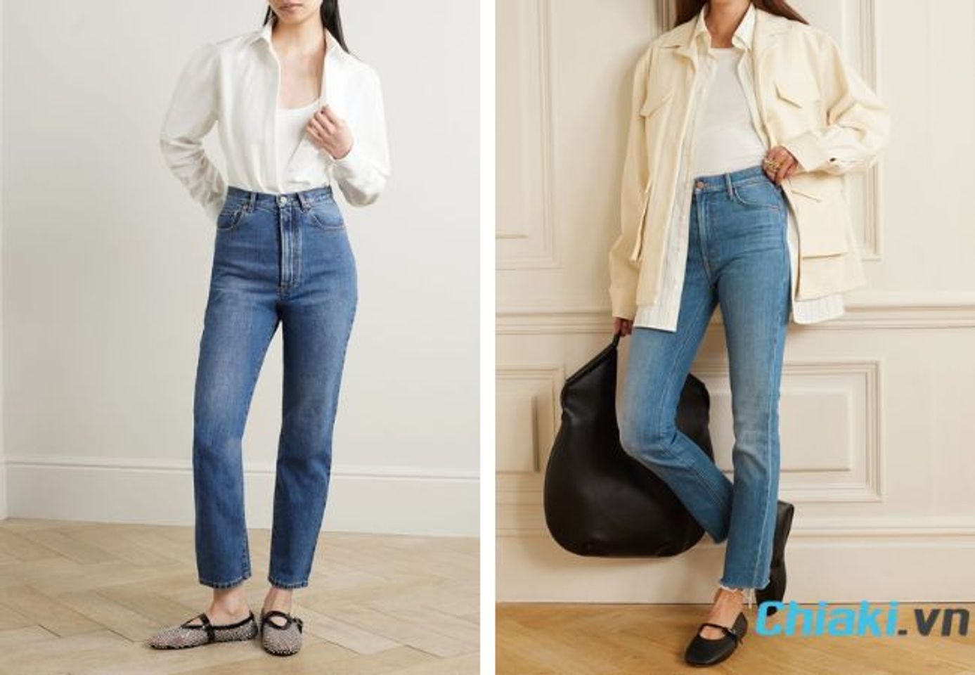 Mặc quần baggy jean đi gi&agrave;y b&uacute;p b&ecirc;