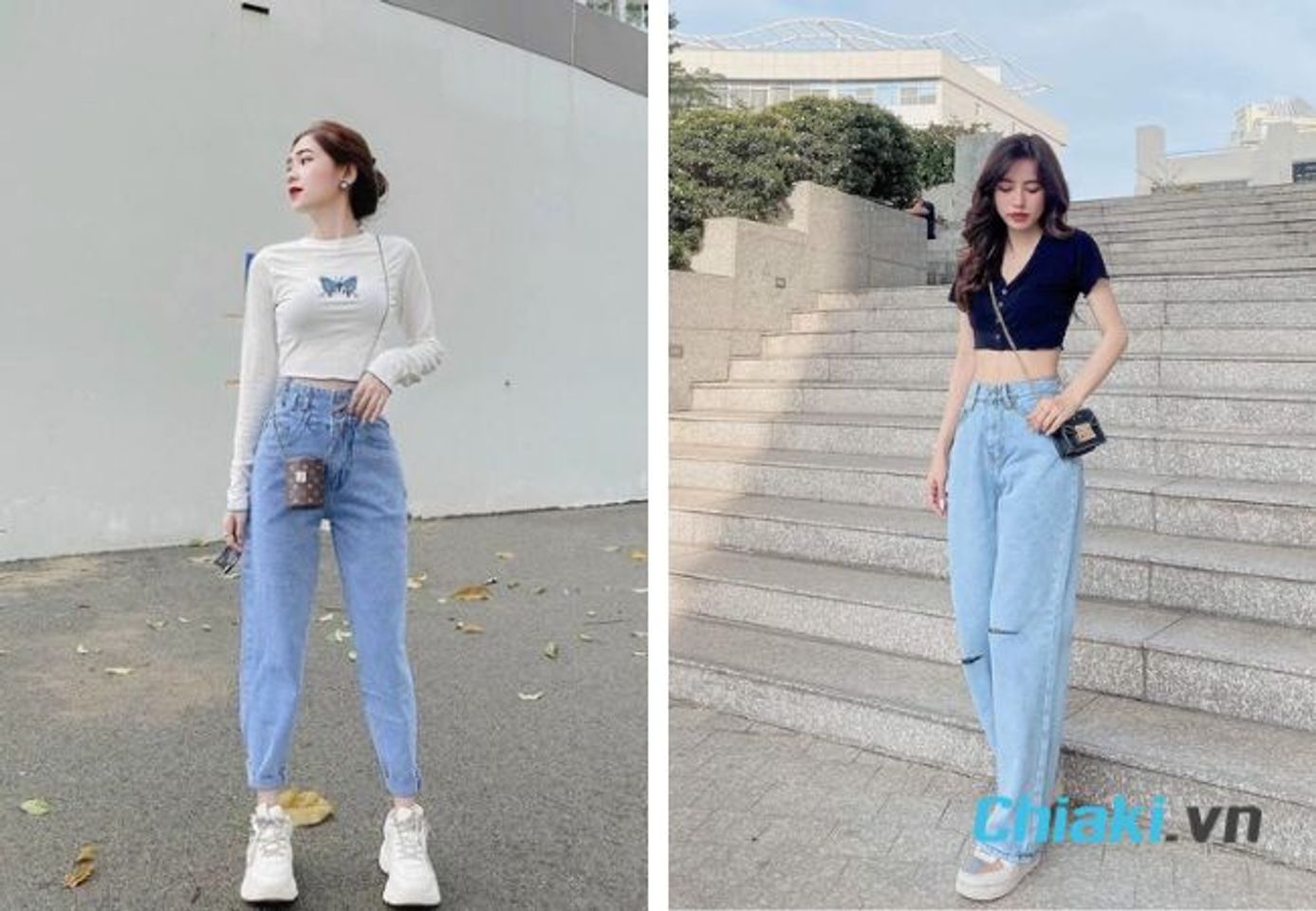 Mặc quần baggy jean đi gi&agrave;y sneaker&nbsp;