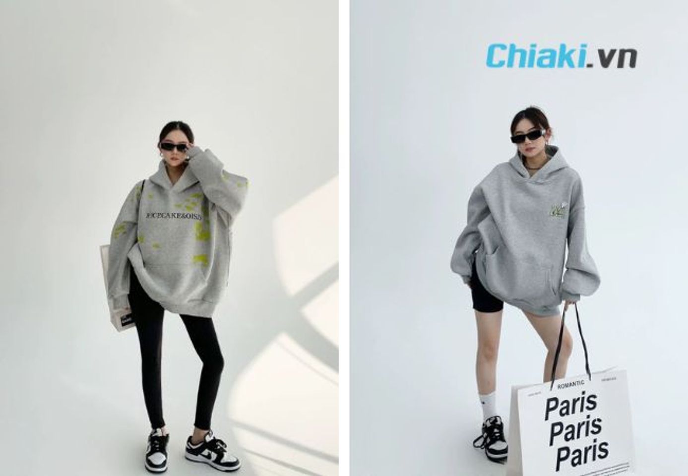 Mix đồ với gi&agrave;y sneaker nữ + quần legging + &aacute;o hoodie/sweater