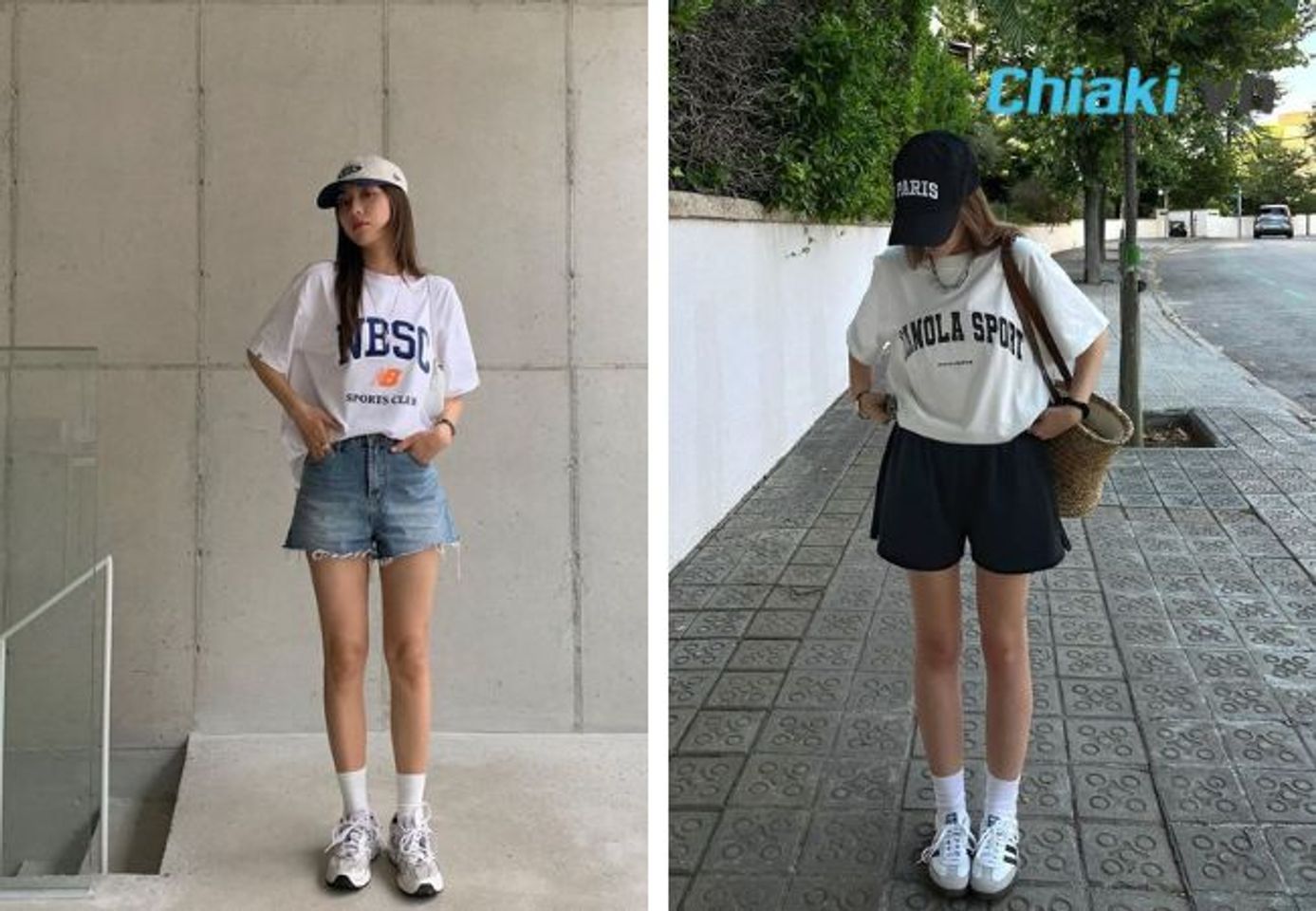 Mix đồ với gi&agrave;y sneaker nữ + quần short + &aacute;o thun