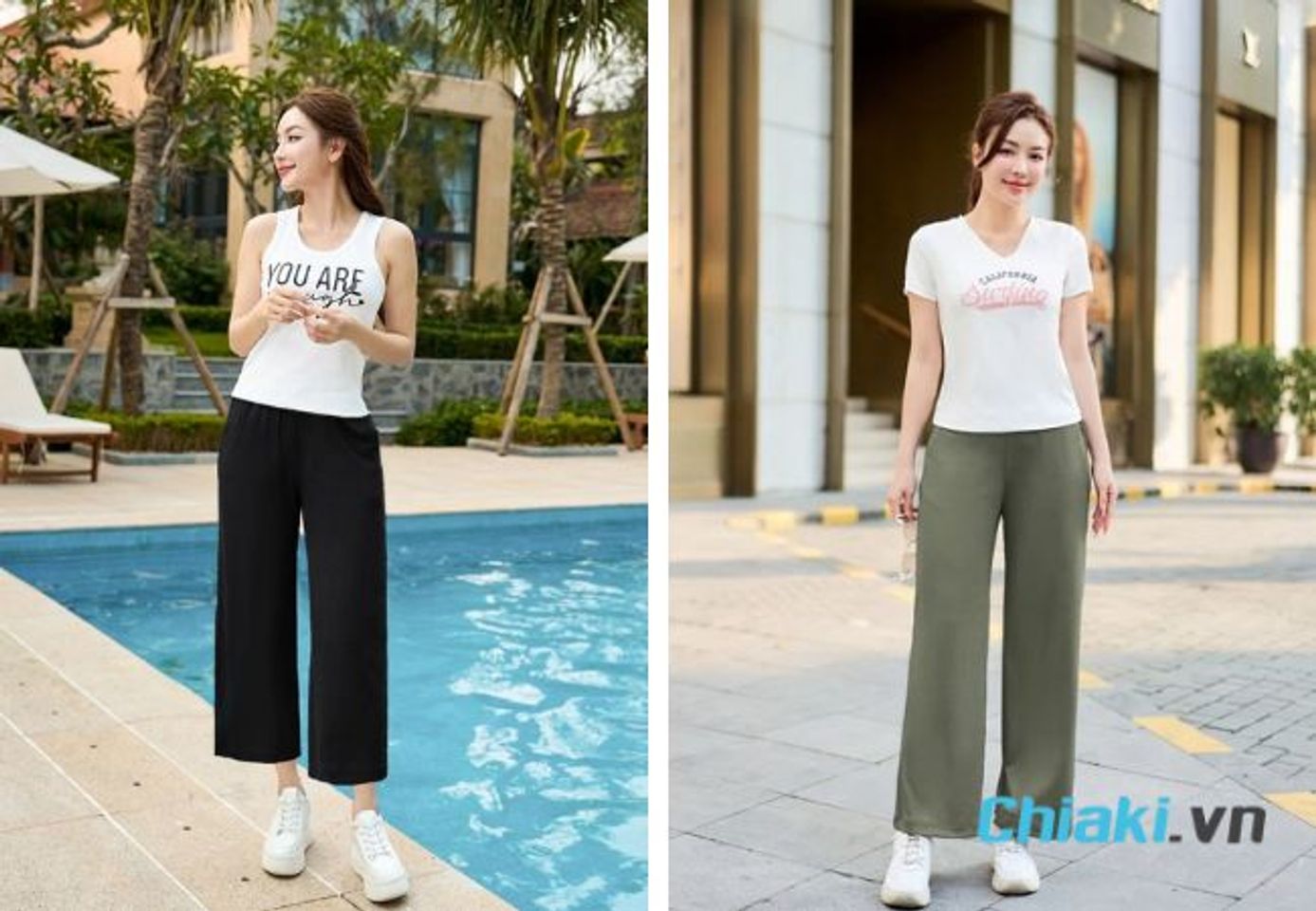 Mix đồ với gi&agrave;y sneaker nữ v&agrave; quần culottes