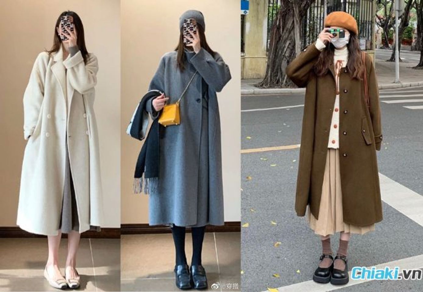 Phối đồ m&ugrave;a đ&ocirc;ng đẹp với &aacute;o dạ d&agrave;i v&agrave; gi&agrave;y lười phong c&aacute;ch vintage