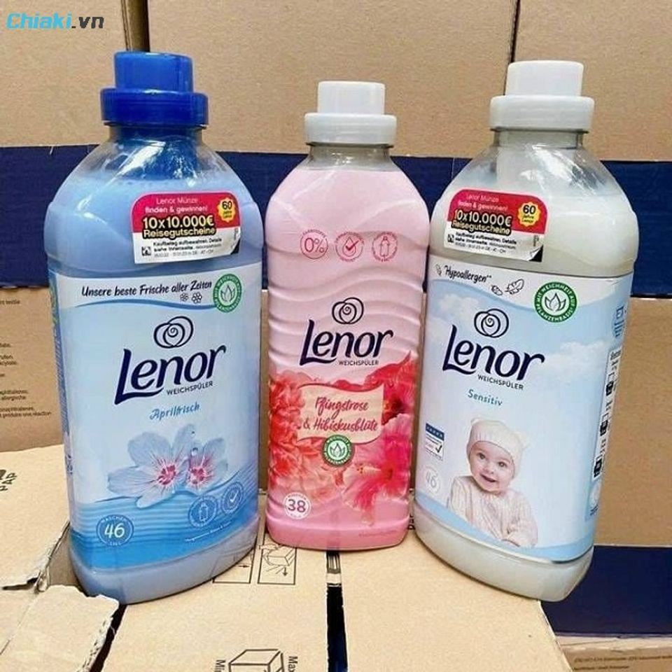 Nước giặt xả 2 trong 1 mềm vải Lenor l&agrave;m mềm vải v&agrave; l&agrave;nh t&iacute;nh cho da tay