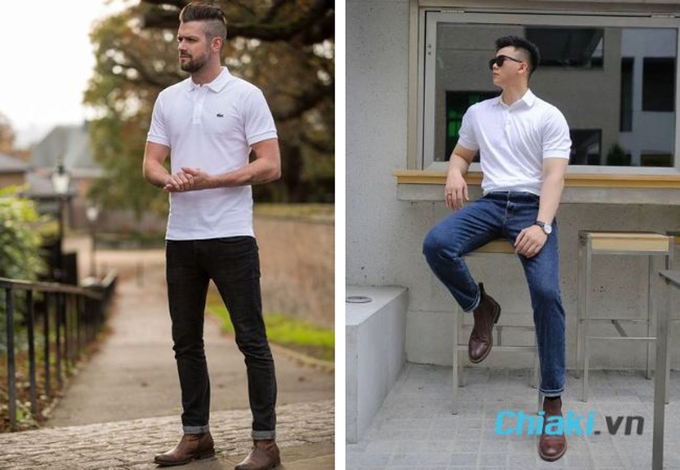 Phối đồ với chelsea boot, quần jeans v&agrave; &aacute;o Polo nam