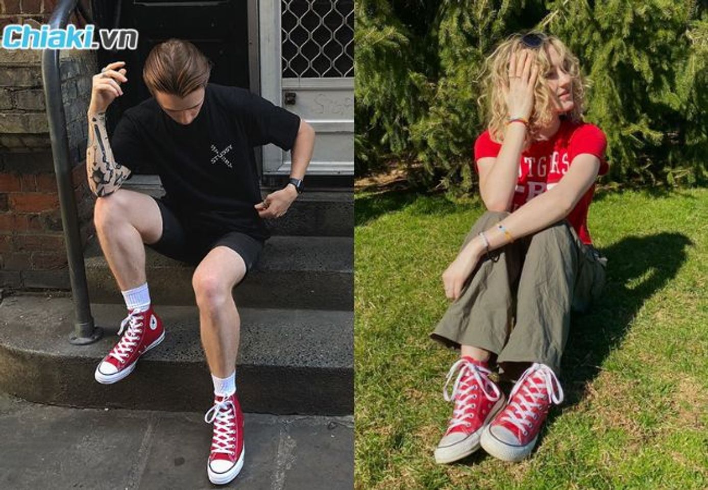 Phối đồ với Converse đỏ nổi bật