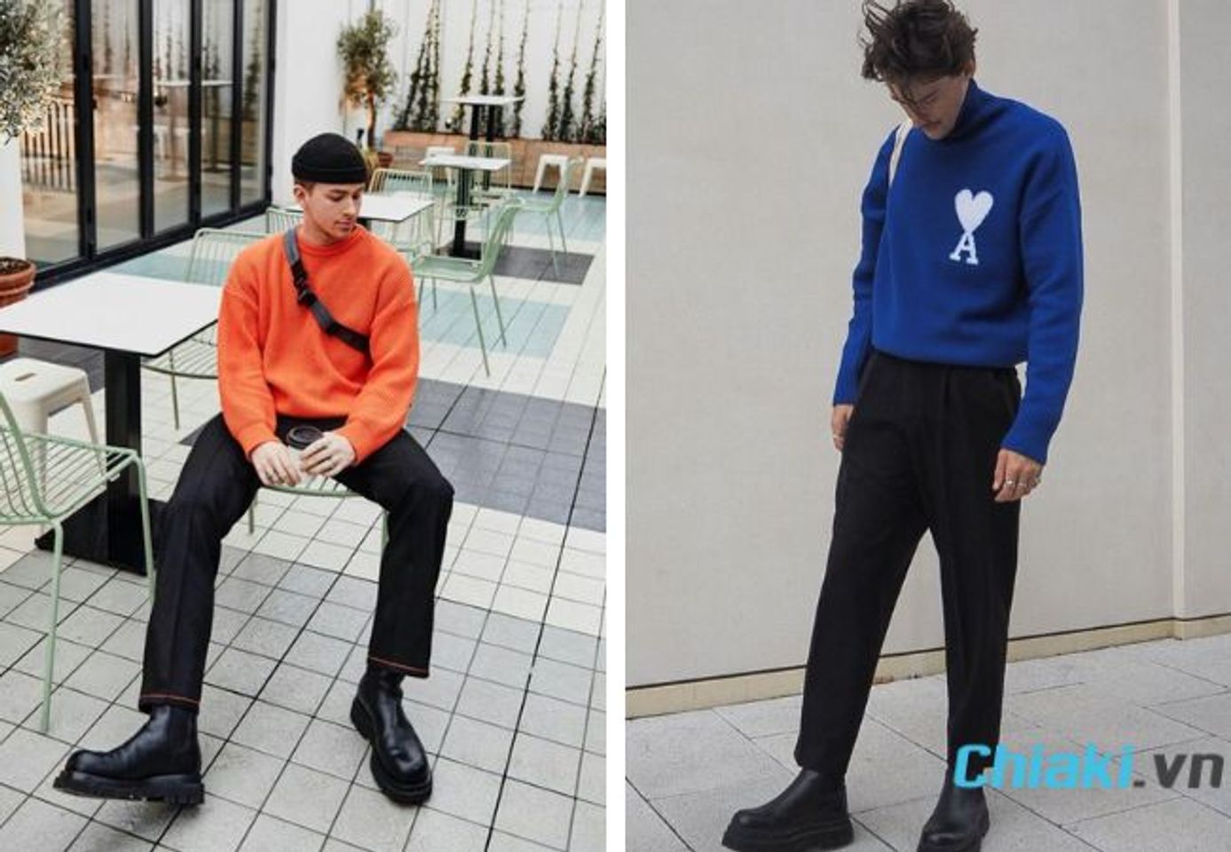 Phối đồ với gi&agrave;y chelsea boots nam v&agrave; &aacute;o len