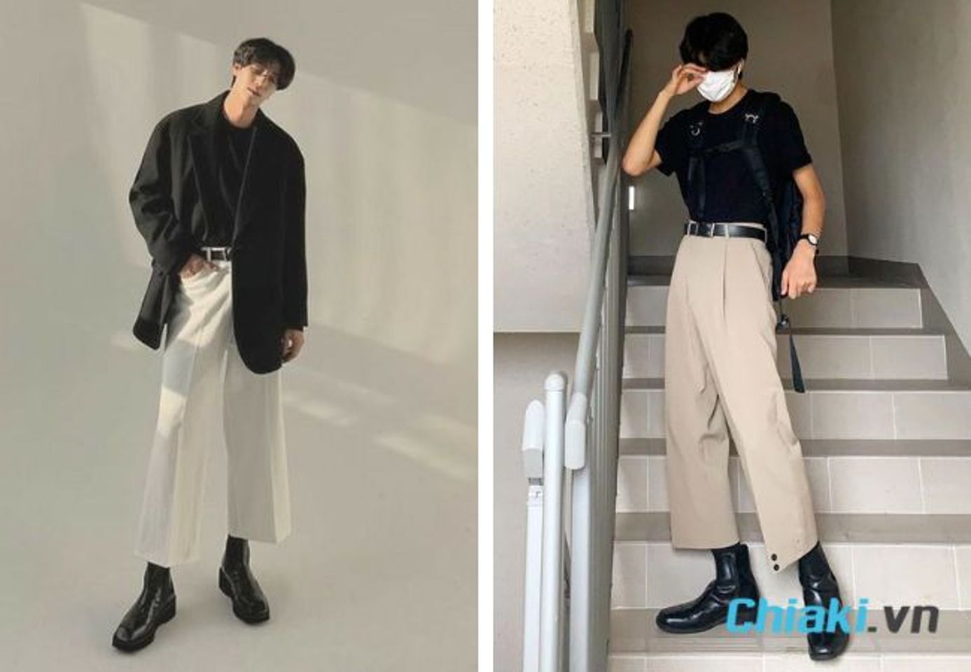 Phối đồ với gi&agrave;y chelsea boots nam v&agrave; quần ống rộng