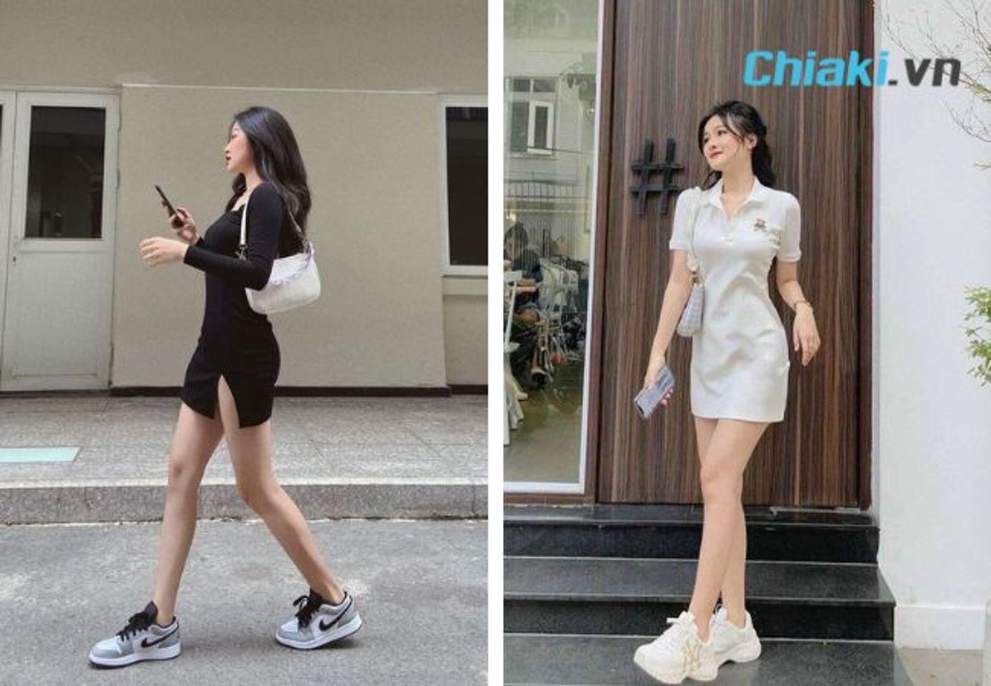 Phối đồ với gi&agrave;y sneaker nữ v&agrave; v&aacute;y body