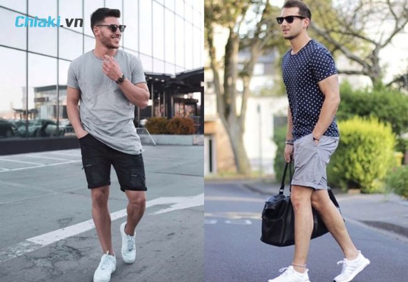 Phối đồ với gi&agrave;y trắng nam c&ugrave;ng quần short