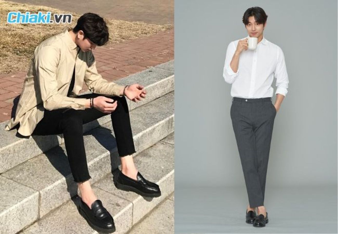 Phối gi&agrave;y loafer nam với quần &acirc;u