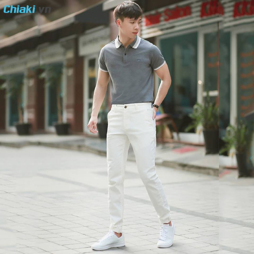 Phối gi&agrave;y sneaker nam với &aacute;o polo