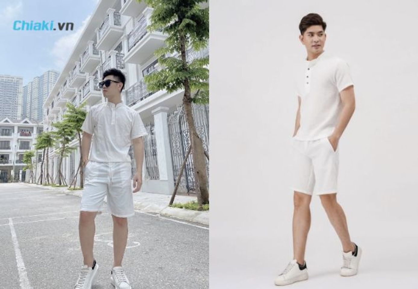 Set đũi trắng phối c&ugrave;ng gi&agrave;y trắng nam