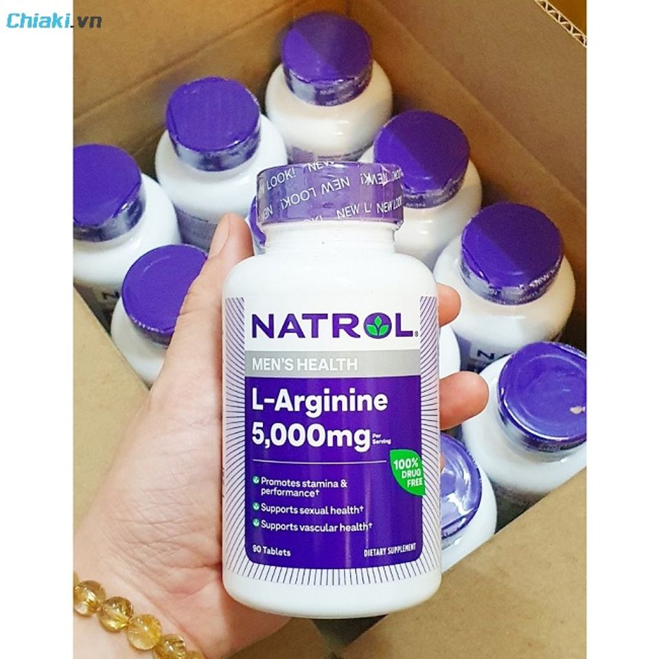 Thuốc bổ tinh tr&ugrave;ng cho nam Natrol L-Arginine 5000mg cải thiện lưu th&ocirc;ng m&aacute;u, sinh lực nam giới