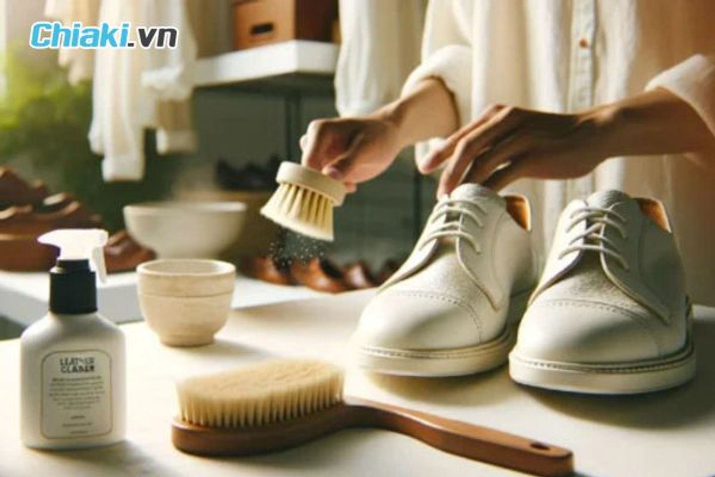 Vệ sinh gi&agrave;y da trắng
