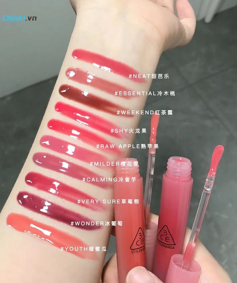 Bảng m&agrave;u son 3CE Mood Recipe Matte Lip Color c&oacute; kết cấu dang dạng gel