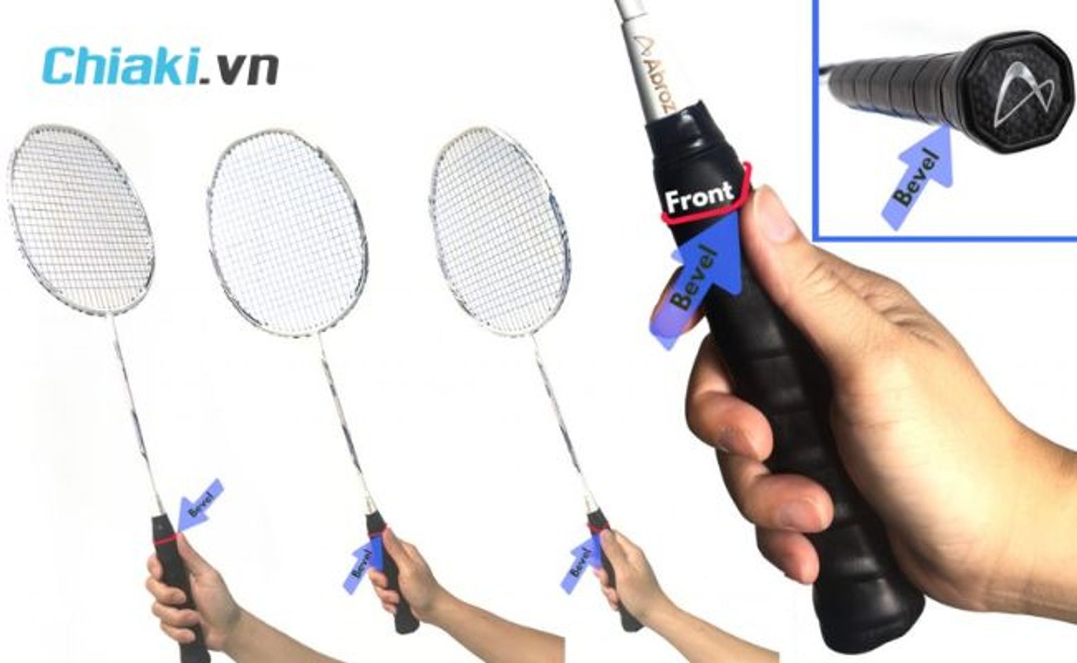 c&aacute;ch cầm vợt cầu l&ocirc;ng kiểu &ldquo;Bevel Grip&rdquo;