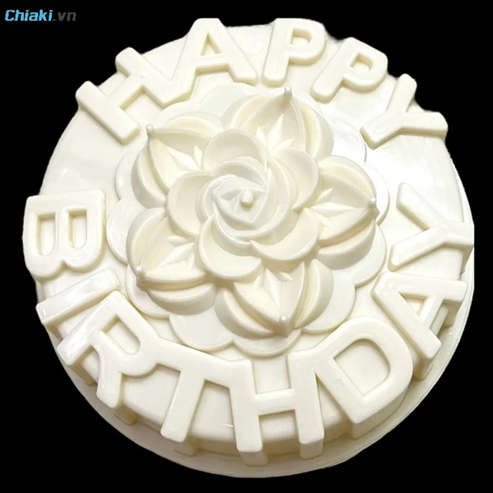 Khu&ocirc;n l&agrave;m b&aacute;nh, rau c&acirc;u hoa hồng Happy Birthday dễ l&agrave;m 