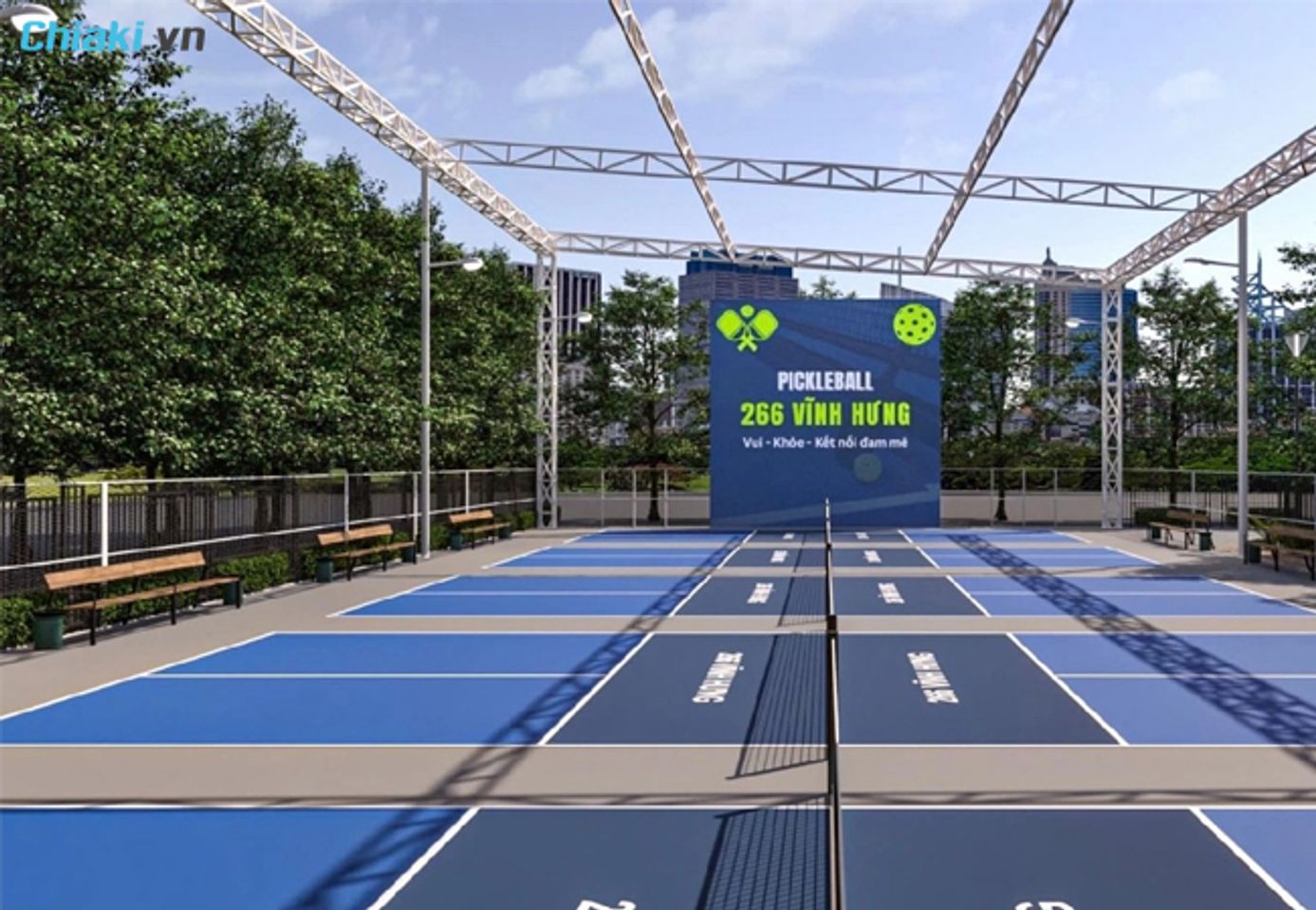 s&acirc;n pickleball hai b&agrave; trưng vĩnh hưng