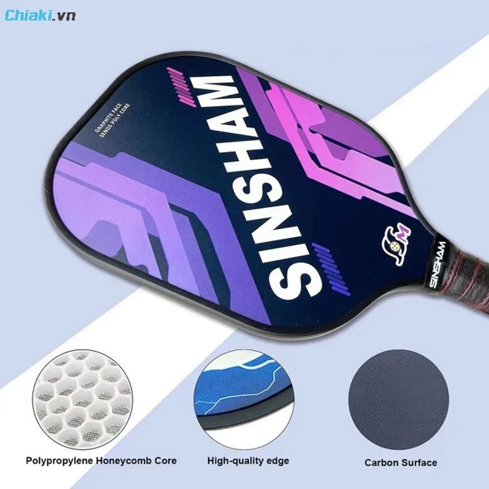 Vợt Pickleball carbon Sinsham 14mm sợi thủy tinh&nbsp;tăng khả năng linh hoạt cho người chơi
