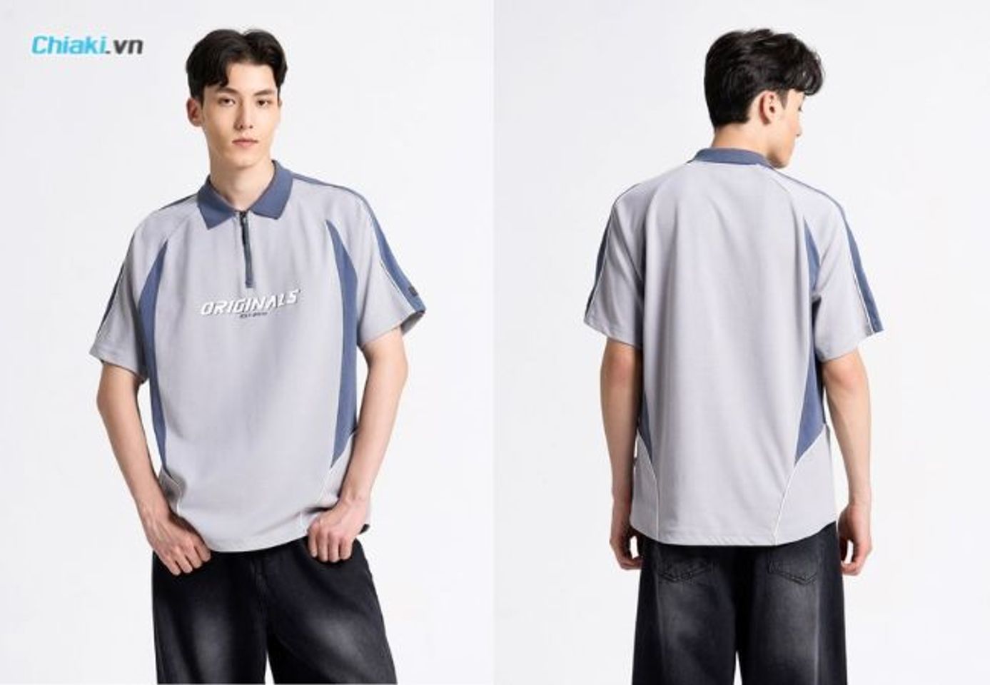 &Aacute;o Polo d&aacute;ng rộng nam họa tiết