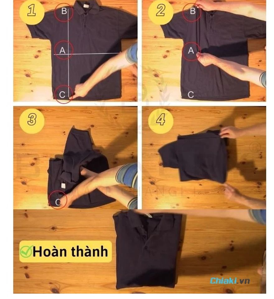 C&aacute;ch gấp &aacute;o polo theo kiểu cơ bản dễ thực hiện