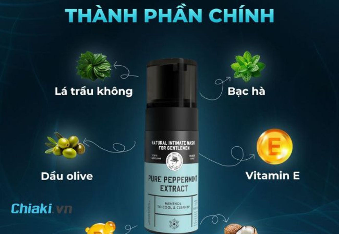 Dung dịch vệ sinh nam trị nấm ngứa Shell Pure Peppermint Extract