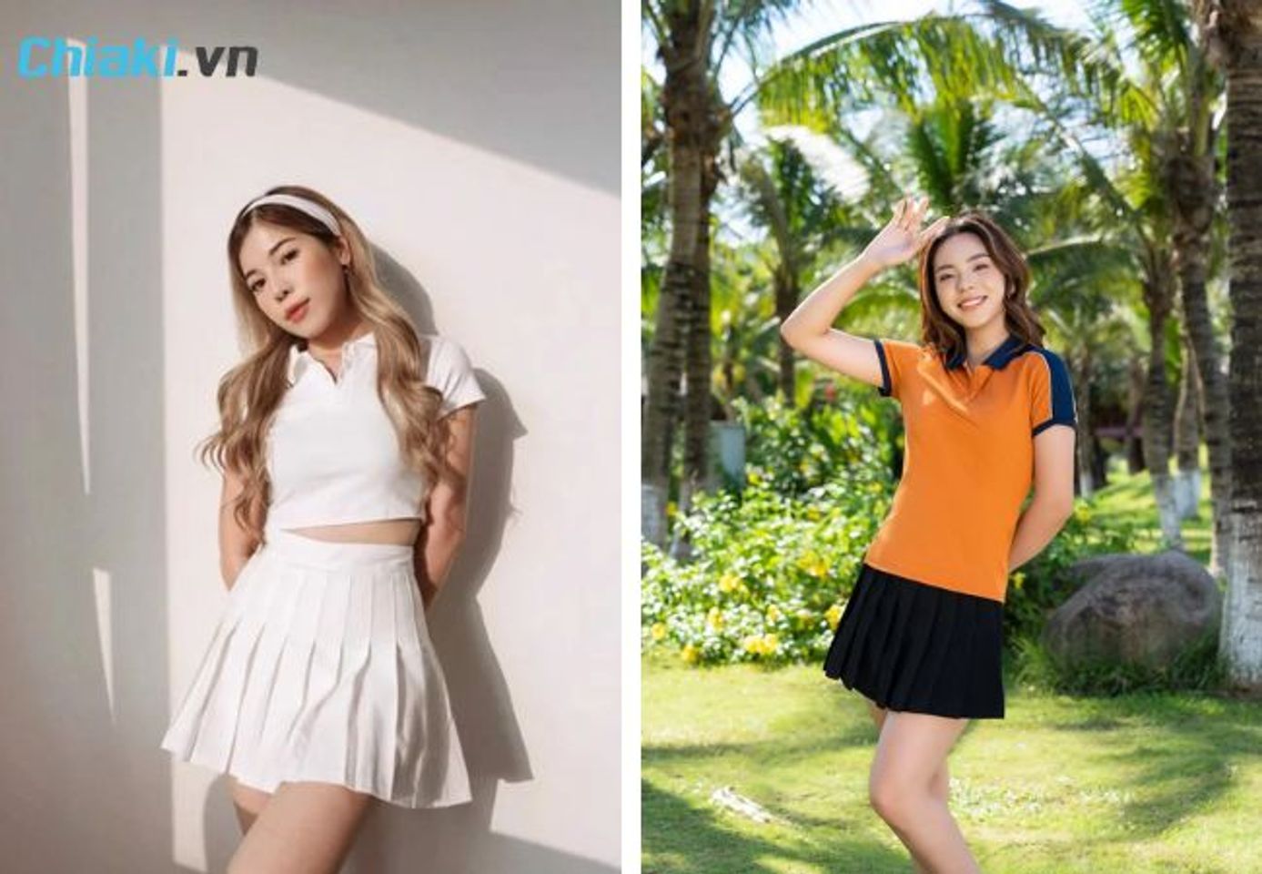 Mix &aacute;o polo croptop với ch&acirc;n v&aacute;y tennis