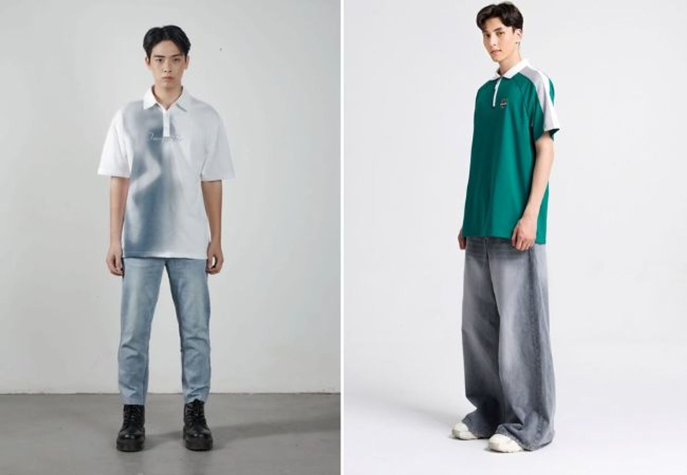 Mix&match &aacute;o Polo nam form rộng với quần jean năng động