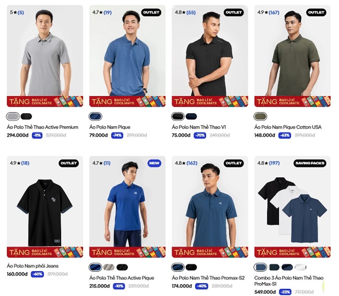 Shop &aacute;o polo nam - Coolmate