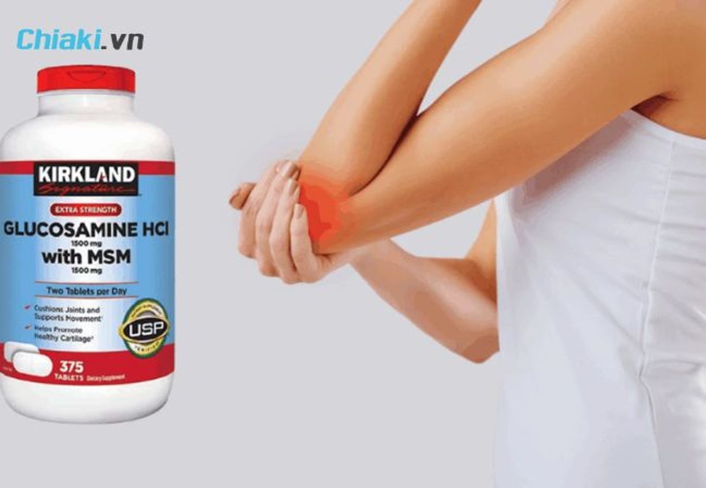 Glucosamine HCL 1500mg nắp đỏ mẫu mới&nbsp;