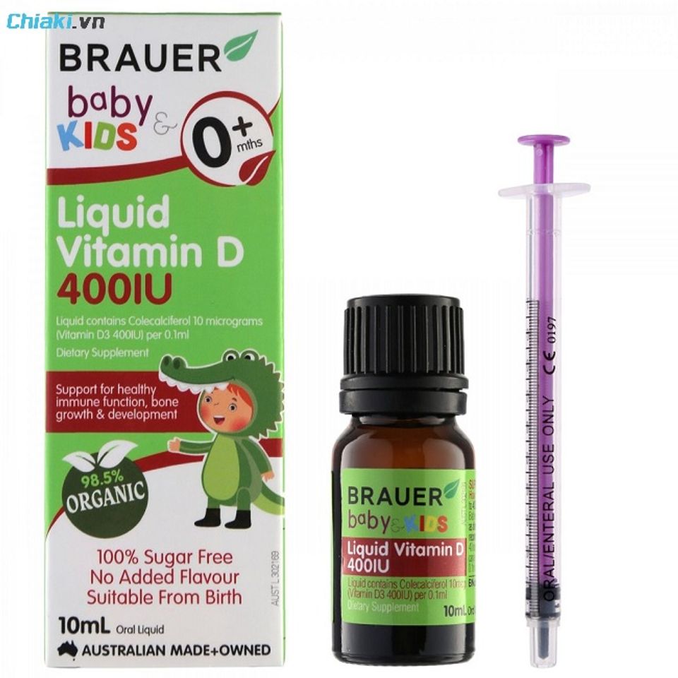 Brauer Liquid Vitamin D3 400 IU tăng cường hệ miễn dịch cho trẻ khỏe mạnh