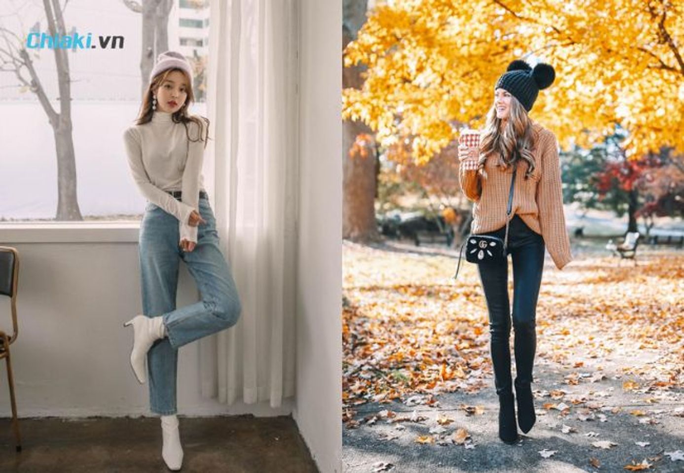 Kết hợp mũ len với quần jeans v&agrave; boots&nbsp;tạo được điểm nhấn cho trang phục