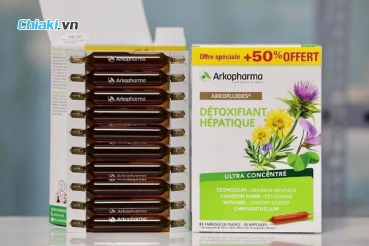 Nước uống hỗ trợ giải độc gan, m&aacute;t da Arkopharma D&eacute;toxifiant H&eacute;patique của Ph&aacute;p
