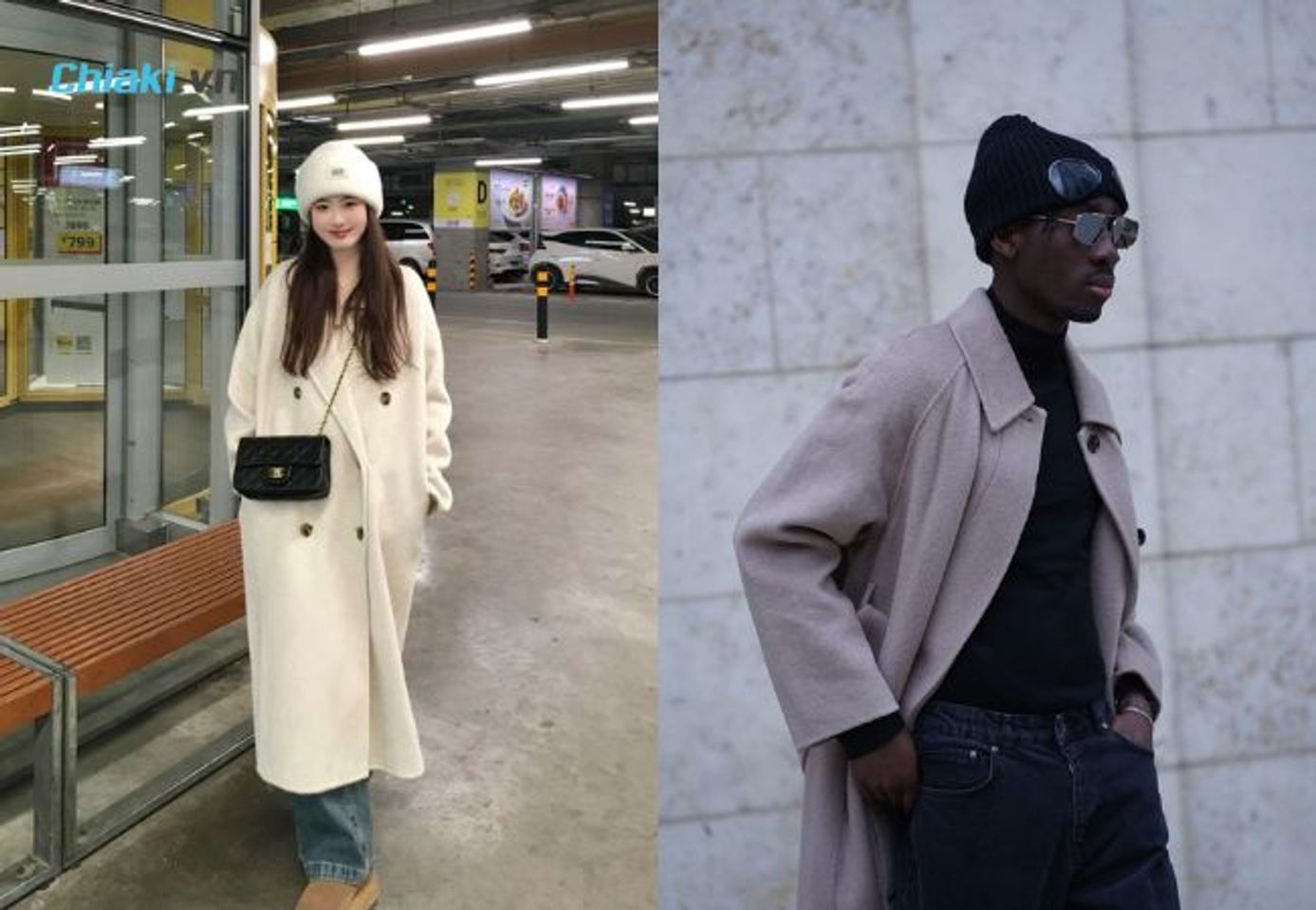 Phối đồ với mũ len c&ugrave;ng &aacute;o kho&aacute;c d&agrave;i khiến bạn cực trendy