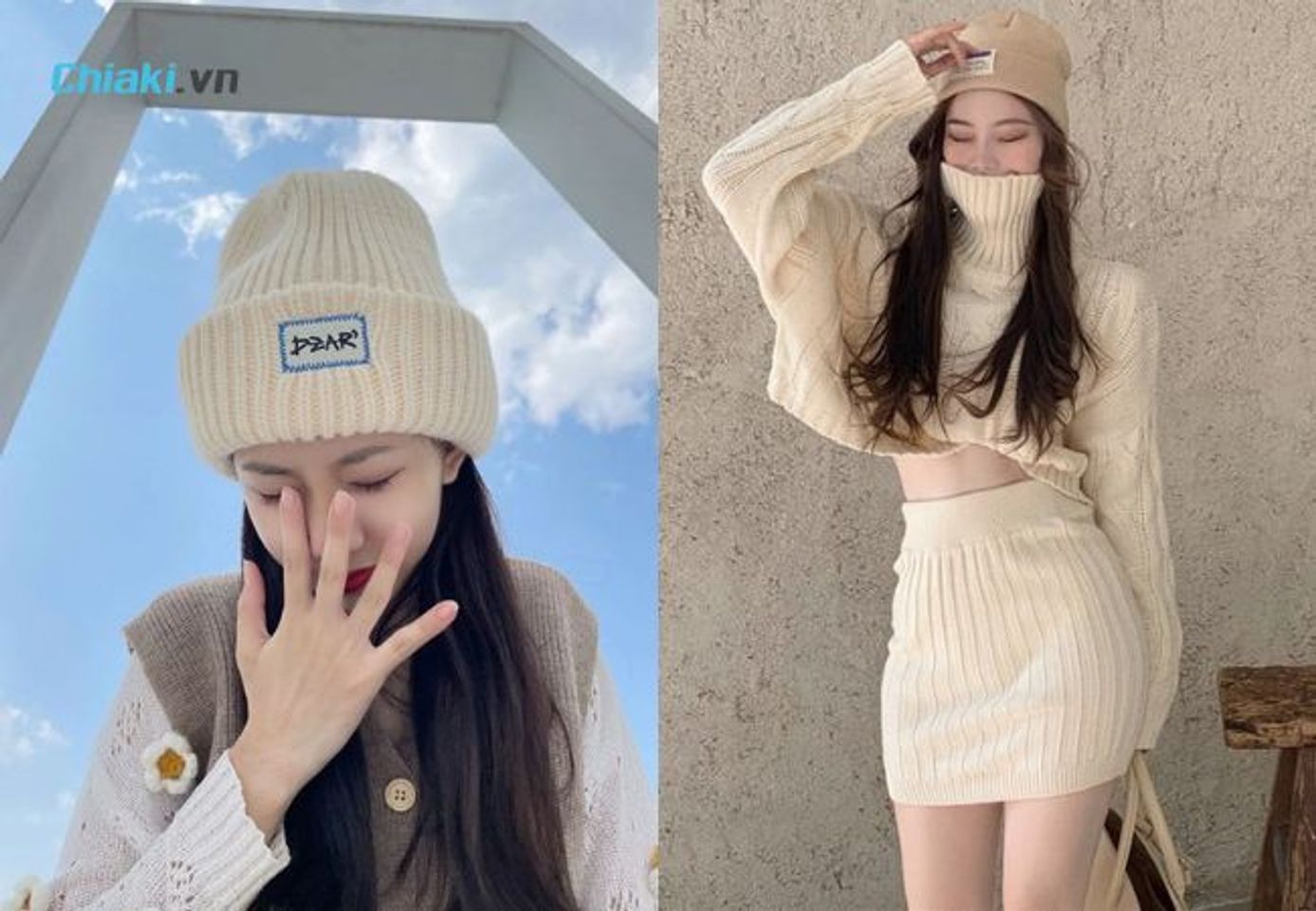 Phối mũ len với Outfit &ldquo;tone-sur-tone&rdquo; đồ len thanh lịch