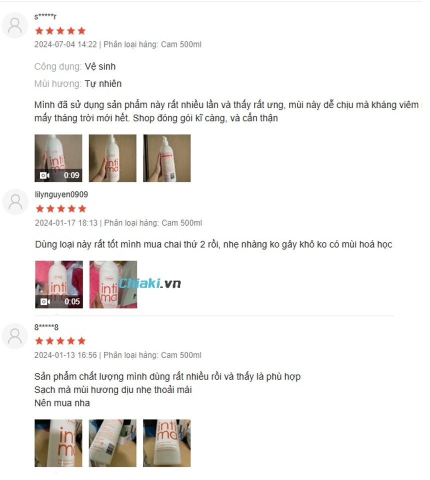 Đ&aacute;nh gi&aacute; của người d&ugrave;ng về vệ sinh intima m&agrave;u cam hỗ trợ chống vi&ecirc;m&nbsp;