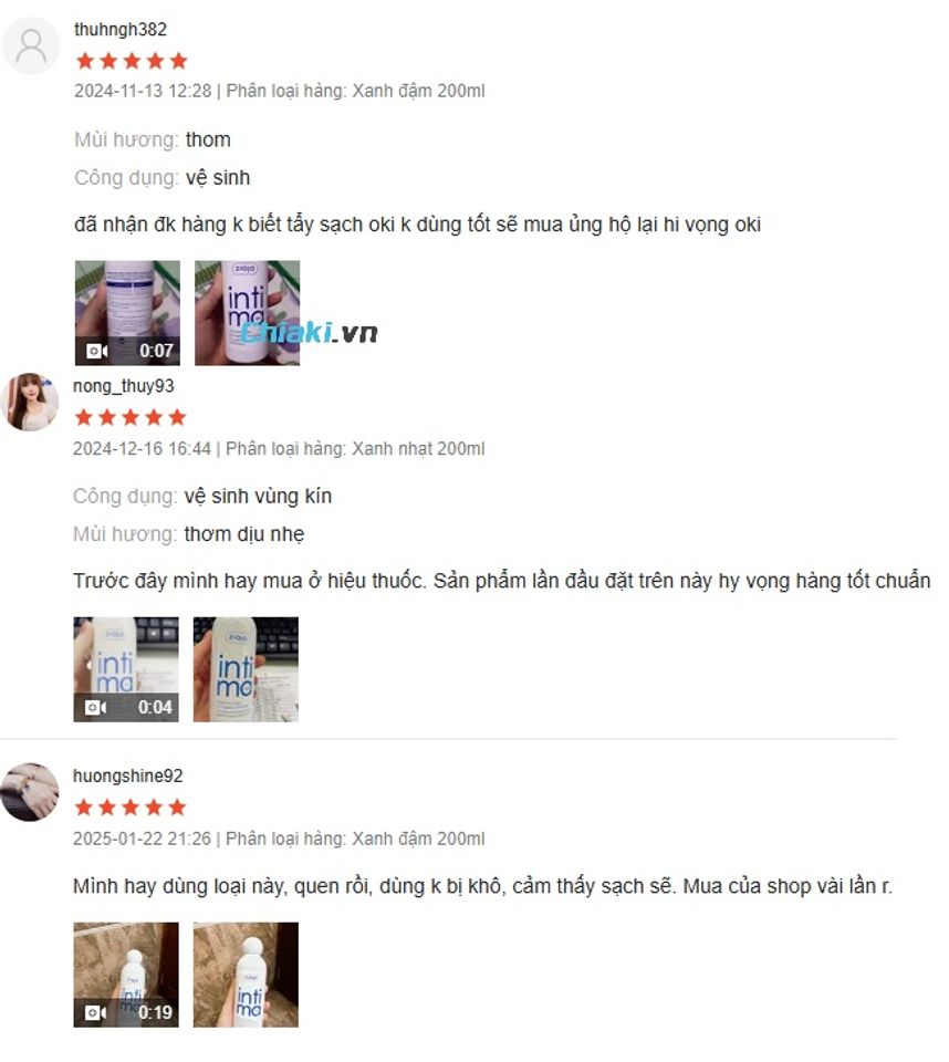 Đ&aacute;nh gi&aacute; của người về dung dịch vệ sinh intima xanh nhạt